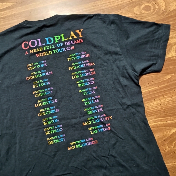 COLDPLAY CONCERT T-SHIRT - Large // Rock Band Music Tour Tee Shirt rainbow tees - Picture 10 of 12